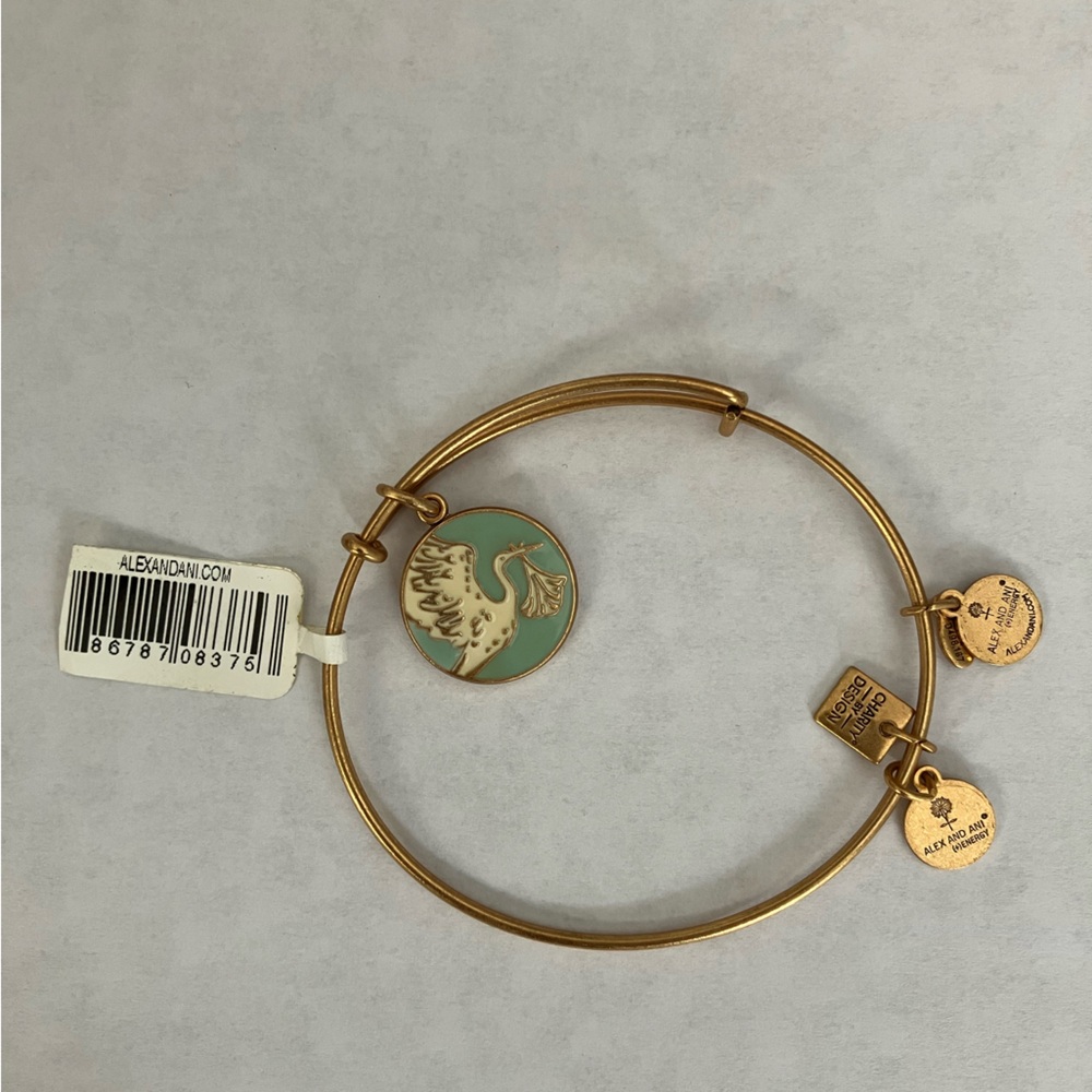 Alex and Ani Blue/White Stork Bracelet. NWT